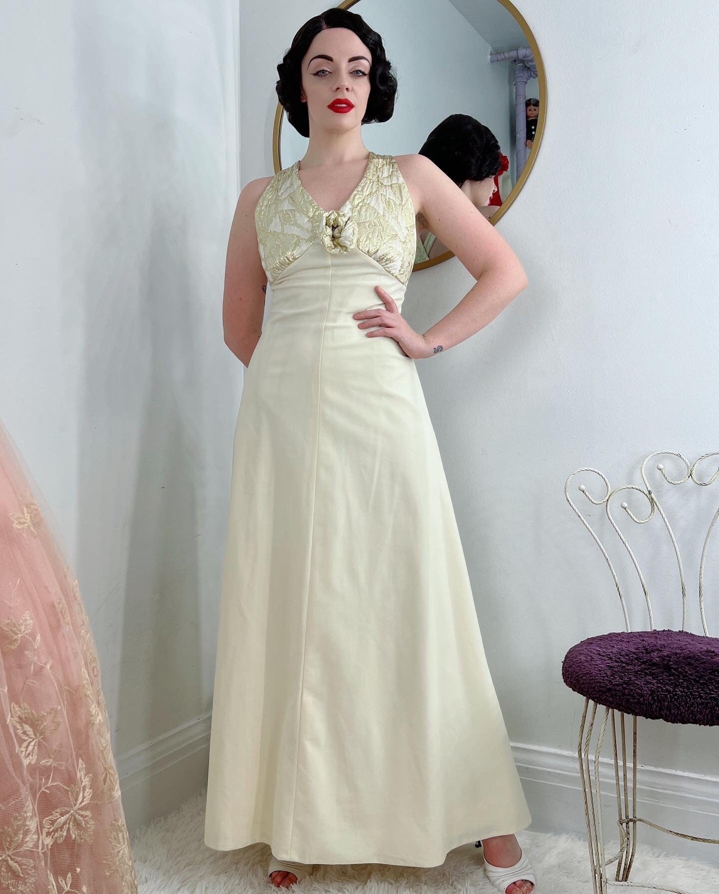 Cream and Gold Dress Etsy Canada