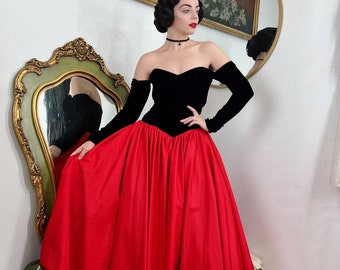 Gothic Sweetheart Red and Black Wayne Clark Designer Gown