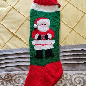 Personalized Hand Knit Santa Christmas Stocking 