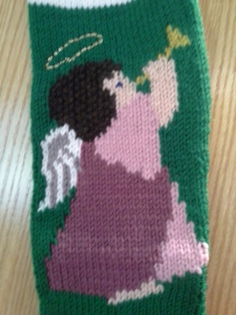 Personalized Hand Knit Angel Christmas Stocking