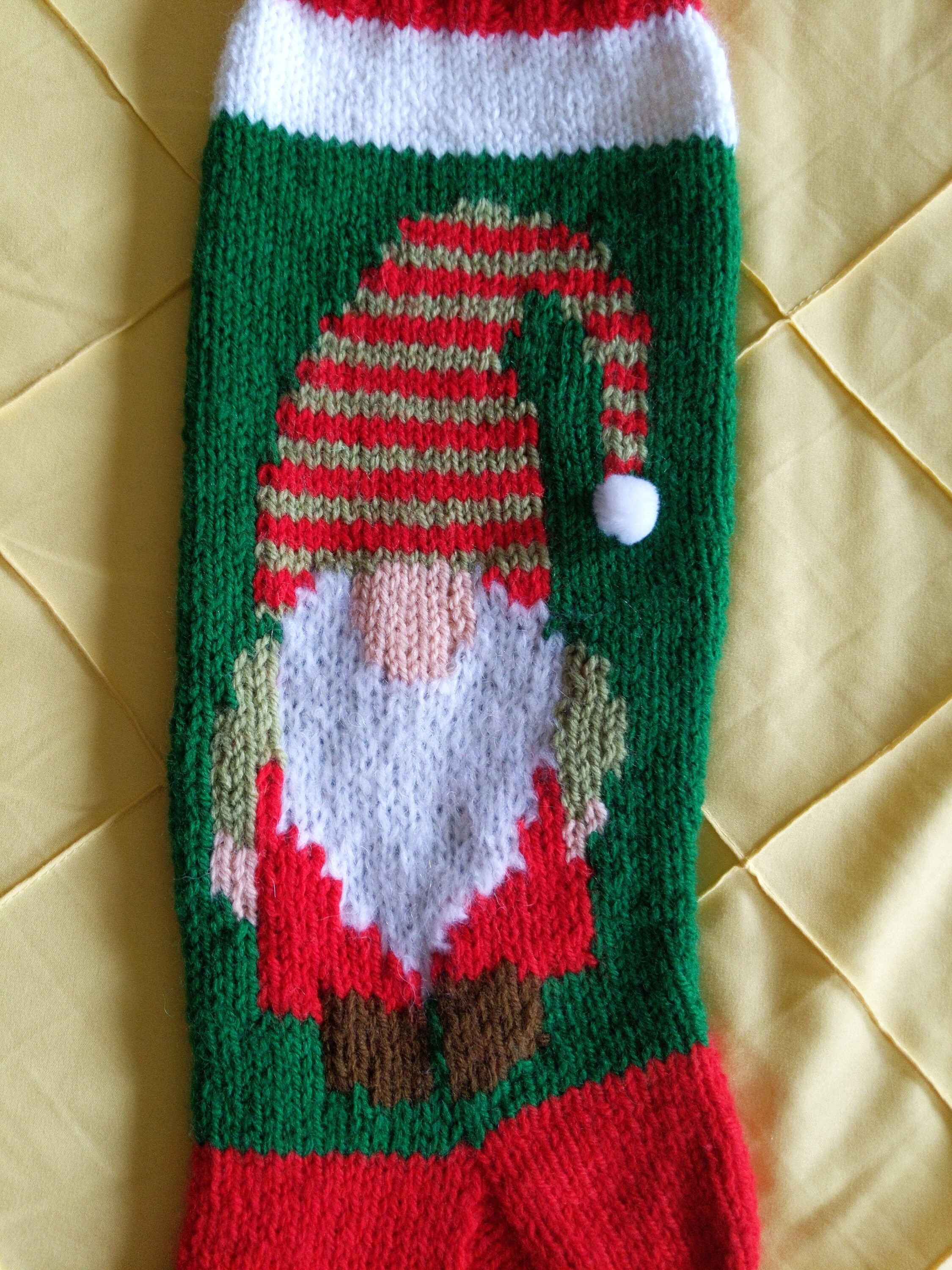 Personalized Hand Knit Gnome Christmas Stocking Etsy