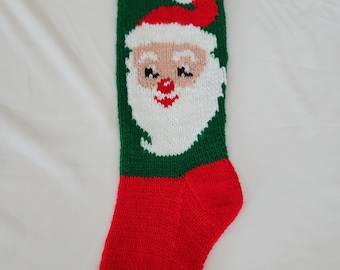 Personalized Hand Knit Santa Christmas Stocking