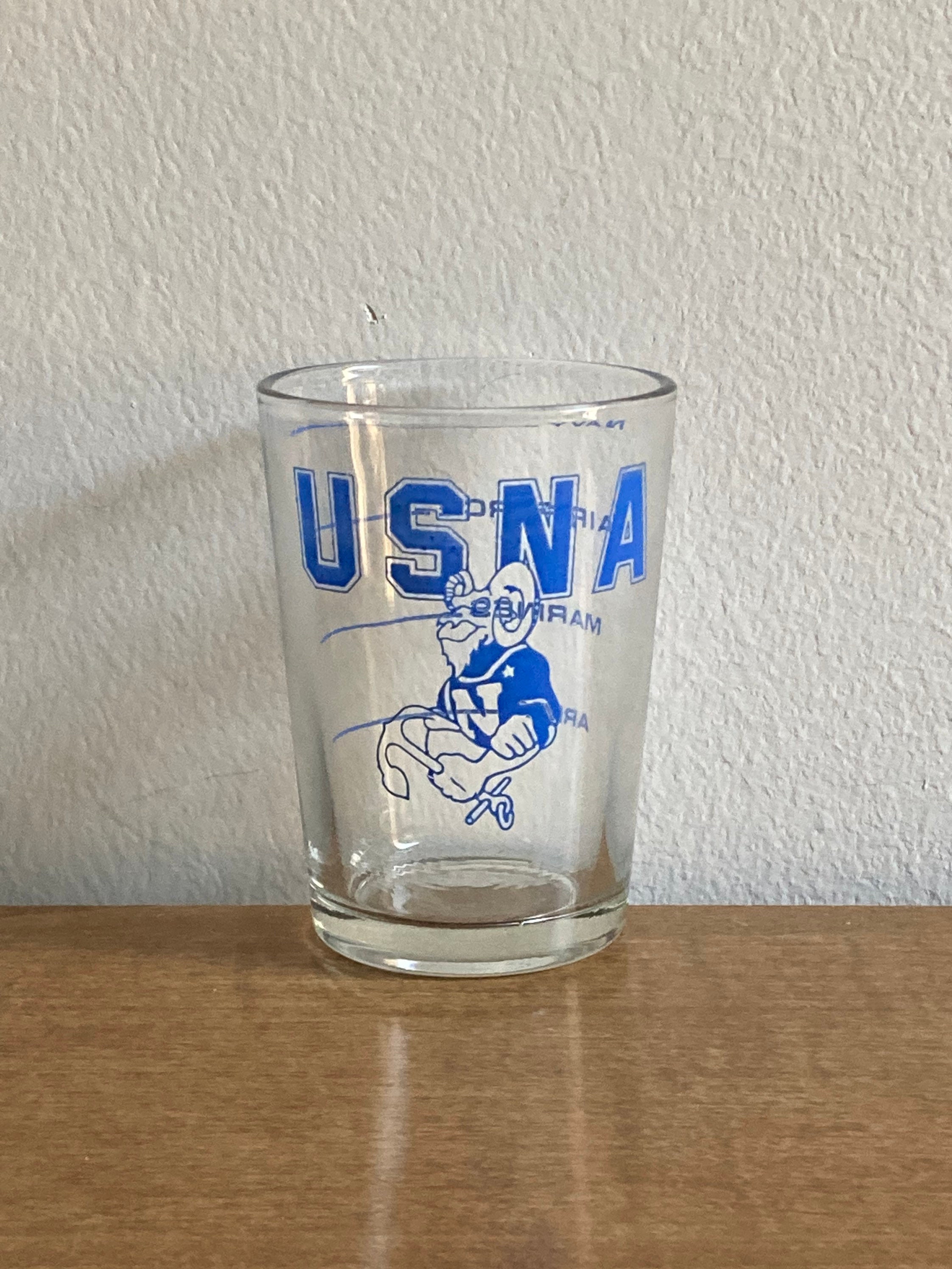 Vintage US Naval Academy Shot Glass Army Marines Air Force Navy Tiered Shot Glass Navy Bar
