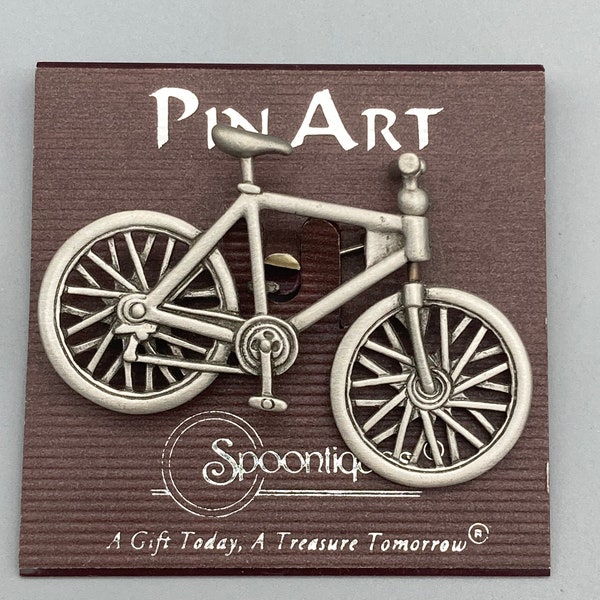 Vintage Bicycle Brooch Pin Pewter Bike Pin JJ Cyclist Brooch