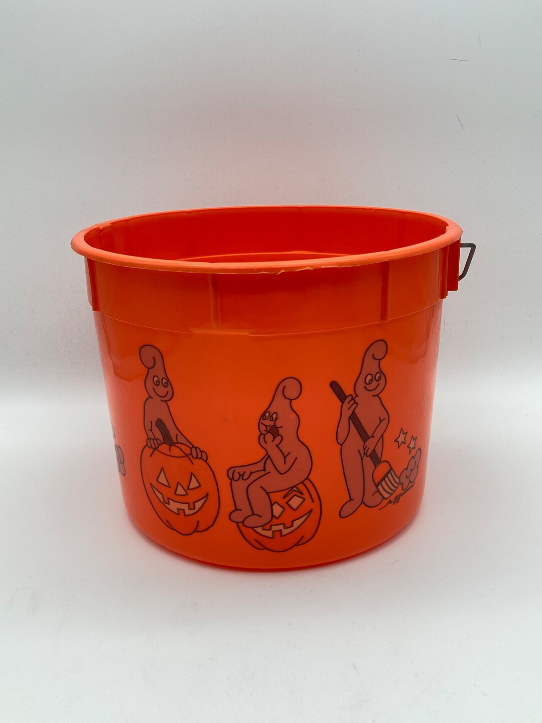 Vintage Halloween Bucket With Ghosts Orange Trick or Treat Etsy