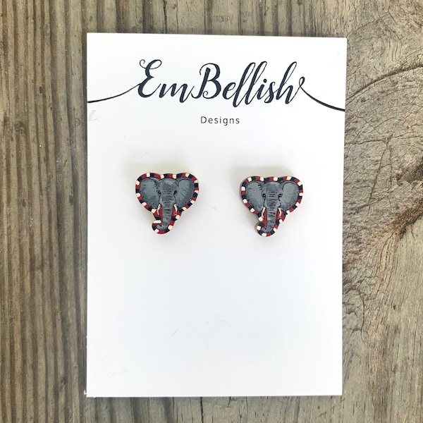 Alabama Crimson Tide Elephant Stud Earrings