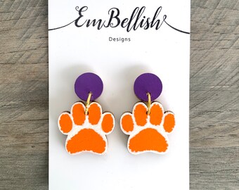 Clemson Tiger Paw Earrings