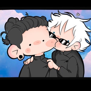 Holografische sticker Gojo en Gato Jujutsu Kaisen