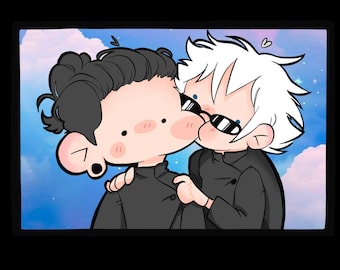 Gojo und Gato Jujitsu Kaisen Holographischer Sticker