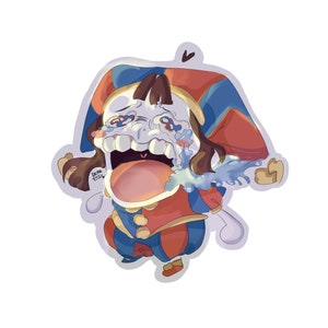 Weinender Chopper Meme Pomni The Amazing Digital Circus Holographic Sticker