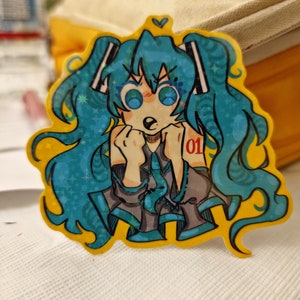 Sexy Hatsune Miku Knife Vocaloid Waterproof Sticker - Weatherproof