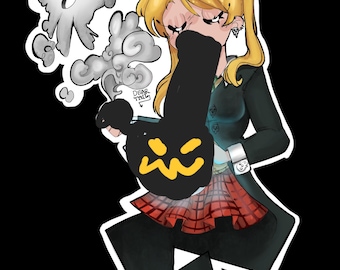 Sticker holographique maka albarn, mangeur d'âmes, version blanche