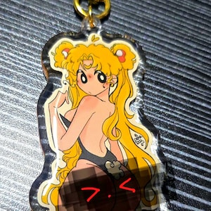 Anime girl with yellow buns bunny Outfit acrylic keychain