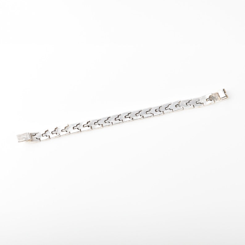 Mexican Sterling Silver Link Bracelet, Heavy Articulated Chain, Unisex Bracelet, 8.25 L image 5