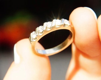 Vintage 14K White Gold 5-diamond Ring Signed BZ 14K | Etsy