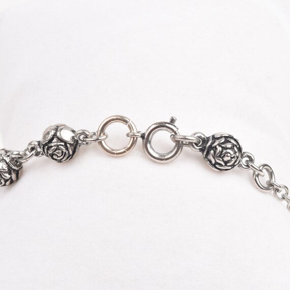 Art Nouveau Revival Rose Link Bracelet, Silver-Pl… - image 9