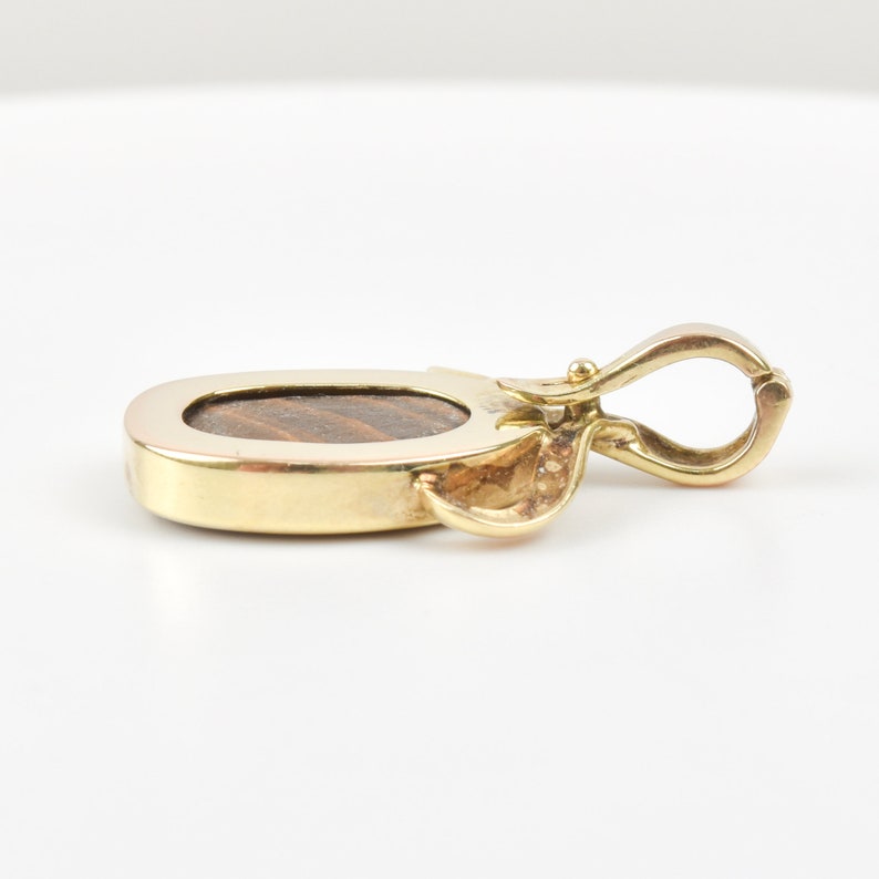 Boulder Opal Pendant Set In 14K Yellow Gold, Natural Gemstone Pendant, Estate Jewelry, 27mm image 6