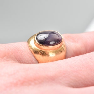 Black Star Sapphire Ring In 18K Yellow Gold, Solid Gold Cab Ring, Estate Jewelry, Size 5 3/4 US image 7