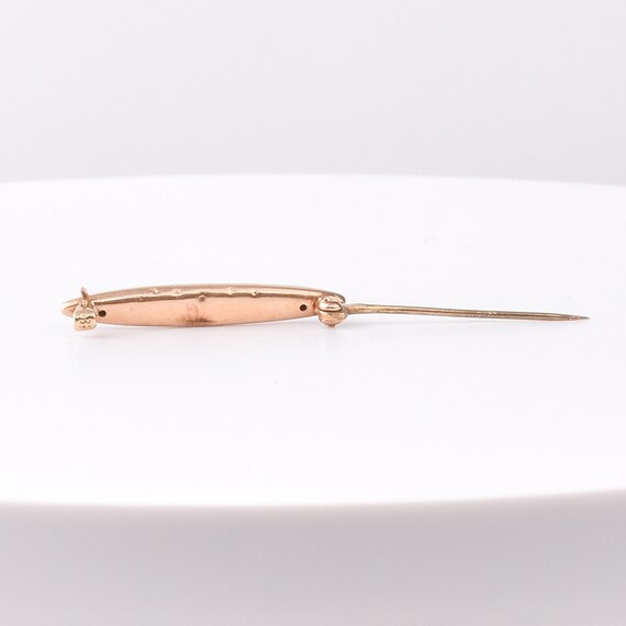 Antique 14K Pink Enamel Seed Pearl Diaper Pin, Mi… - image 10