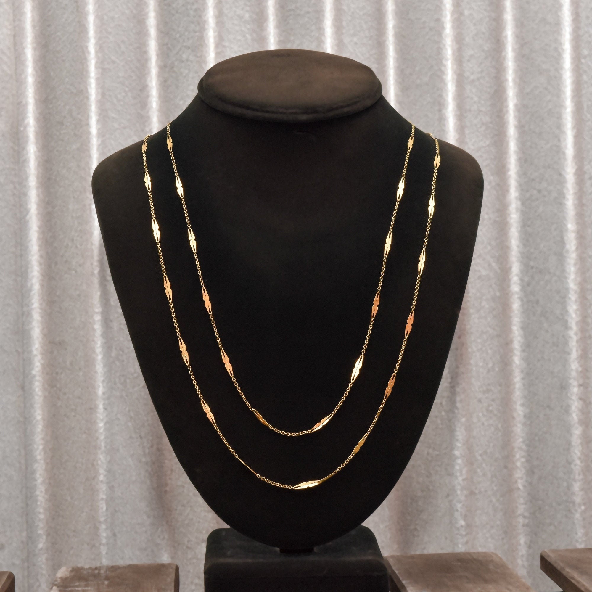 Antique 14K Yellow Gold Necklace: Fancy Link Pocket Watch Chain