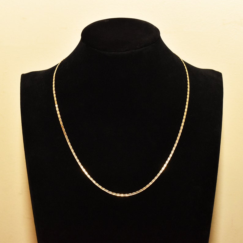 Italian 14K Yellow Gold Chain Necklace, Mariner-Style Link, Unisex Gold Chain, Estate Jewelry, 17.75 L image 2