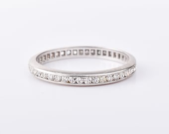 Platinum Diamond Eternity Ring, 2mm Channel Set Band Ring, .34 TCW, Estate Jewelry, Size 8 3/4 US