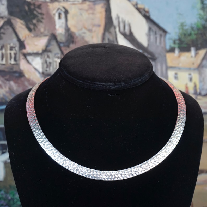 925 Italy Milor Silver Choker Hand Hammered Sterling Collar Vintage Italian Sterling Silver Hammered Choker Minimalist Silver Jewelry