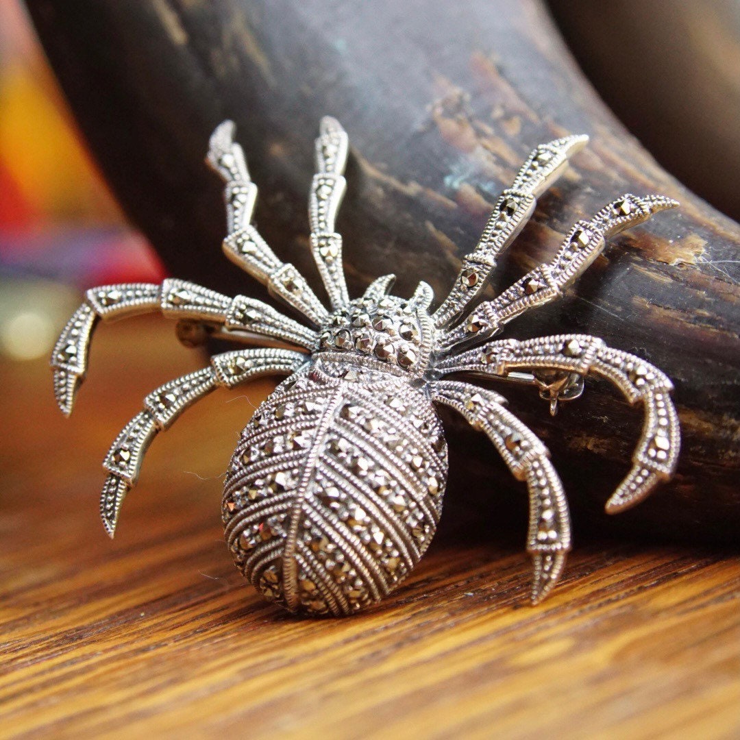 Details about Sterling Silver Marcasite Spider Arachnid Eight-Legged Pin Brooch Details about Sterling Silver Marcasite Spider Arachnid Eight-Legged Pin Brooch
