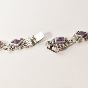 TAXCO Sterling Silver Amethyst Art Deco Necklace, Matilde Poulat Style, Valentines Day Gift, 17.5 image 10