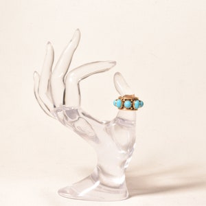Etruskische stijl 14K turquoise cabochon sigarenband ring, statement ring, landgoed sieraden, maat 6 3/4 US afbeelding 8