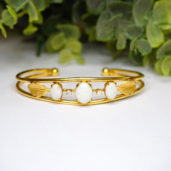 Vintage 14K Gold Filled Imitation Opal Bracelet Cu