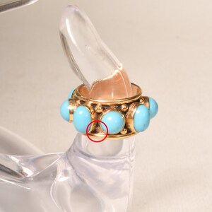Etruskische stijl 14K turquoise cabochon sigarenband ring, statement ring, landgoed sieraden, maat 6 3/4 US afbeelding 10