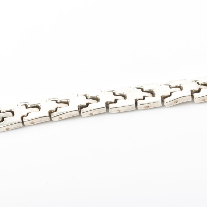 Mexican Sterling Silver Link Bracelet, Heavy Articulated Chain, Unisex Bracelet, 8.25 L image 7