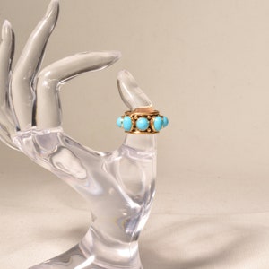 Etruskische stijl 14K turquoise cabochon sigarenband ring, statement ring, landgoed sieraden, maat 6 3/4 US afbeelding 2