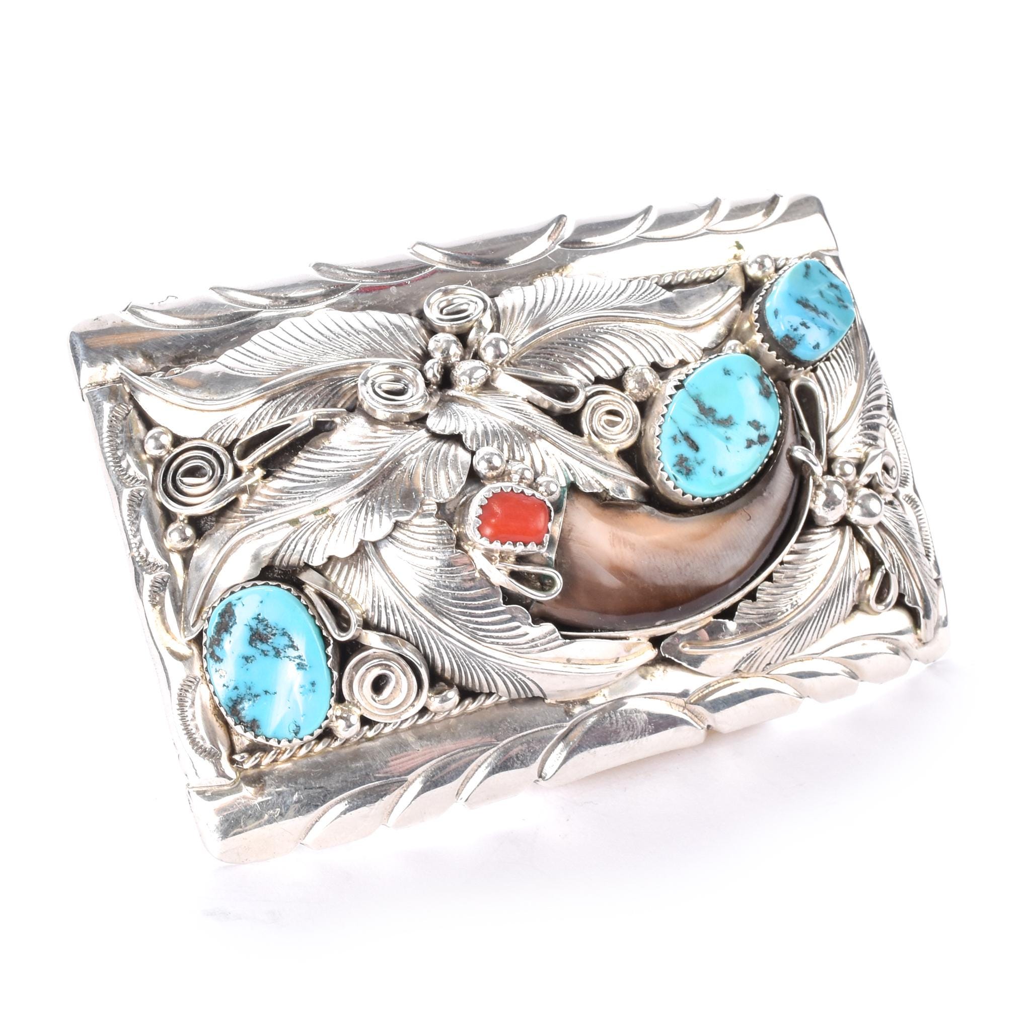 最高峰 NAVAJO Mike Thomas Jr. シルバーベアクローバングル Mike Thomas Jr Navajo Silver Bear Claw Cuff - Great Lakes Coin