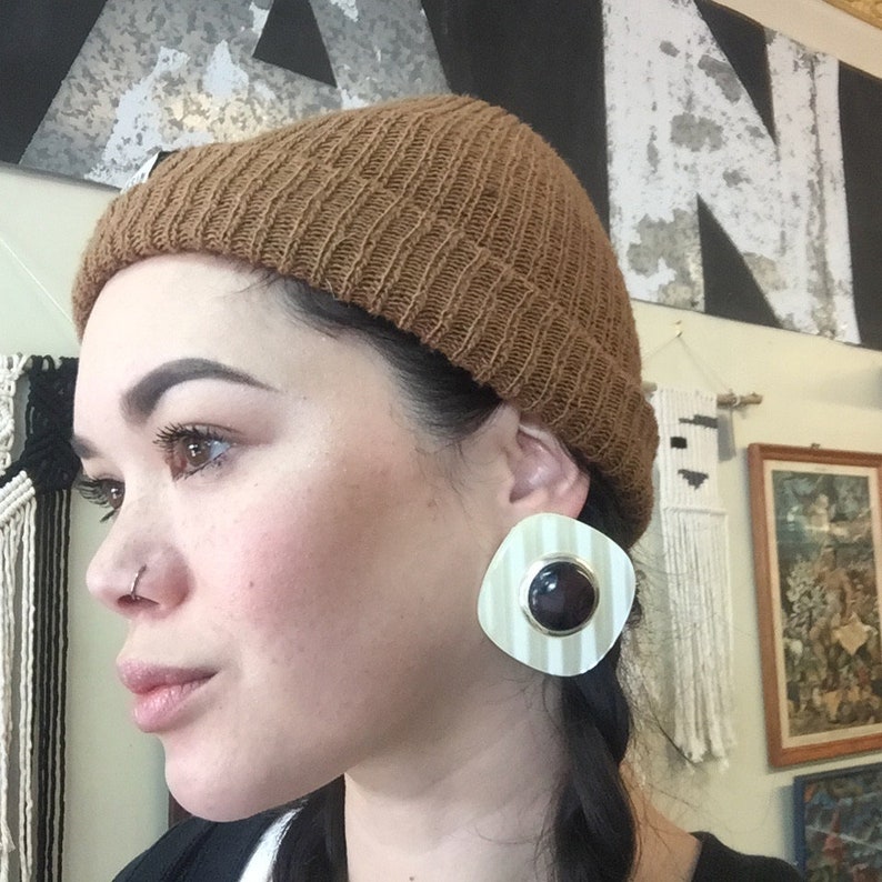 Plastic Earrings Clip On Earrings Statement Jewlery Big Large Earrings Vintage Jewelry 1970/'s Vintage Costume Jewelry Cream Black