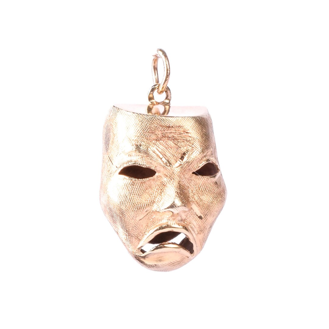 Vintage 14K Gold Double-sided Comedy & Drama Theater Mask Pendant
