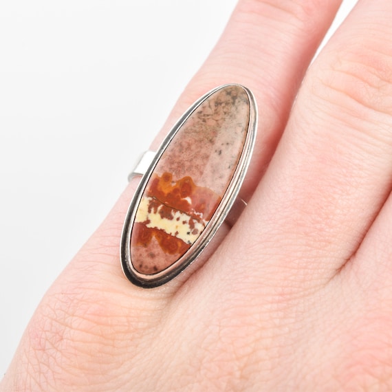 Rosetta Jasper Sterling Silver Ring - Size 4 3/4 … - image 1
