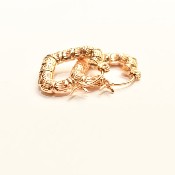 14K Textured Heart-Shaped Hoops In Yellow Gold, C… - image 9