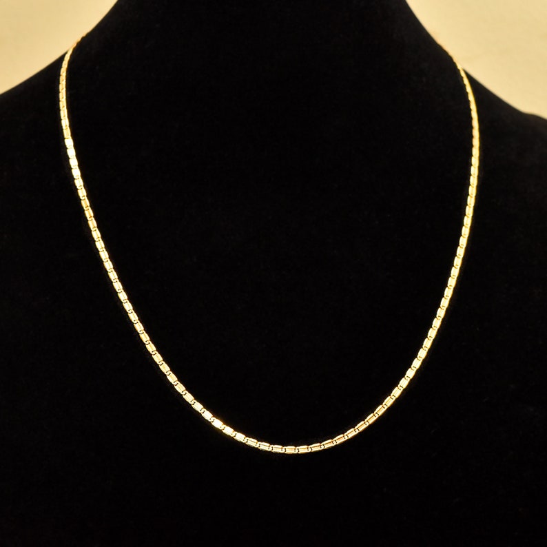 Italian 14K Yellow Gold Chain Necklace, Mariner-Style Link, Unisex Gold Chain, Estate Jewelry, 17.75 L image 1