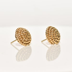 Tiffany & Co Schlumberger 18K Woven Button Stud Earrings, Coiled Rope Earrings, Estate Jewelry, 14.5mm image 6