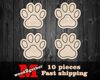 Cat Dog Animal Paws Print Embellishments Craft MDF 30 x Wooden Paw Shapes
