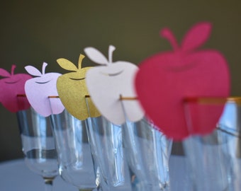 Rosh Hashanah table decoration | Apple wine glass decoration | 10 assorted red/pink apples for a stylish Jewish new year | Shana Tova