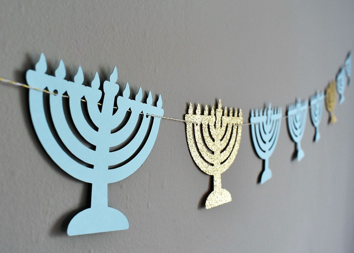 Hanukkah menorah garland Hanukkah decorations hanging Etsy