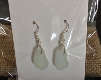 Teal Sea Glass Earrings