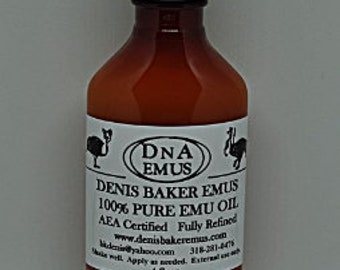 AEA Certified Fully Refined Pure Emu Oil 4 oz. Bottle Good For A Wide Array Of Applications.