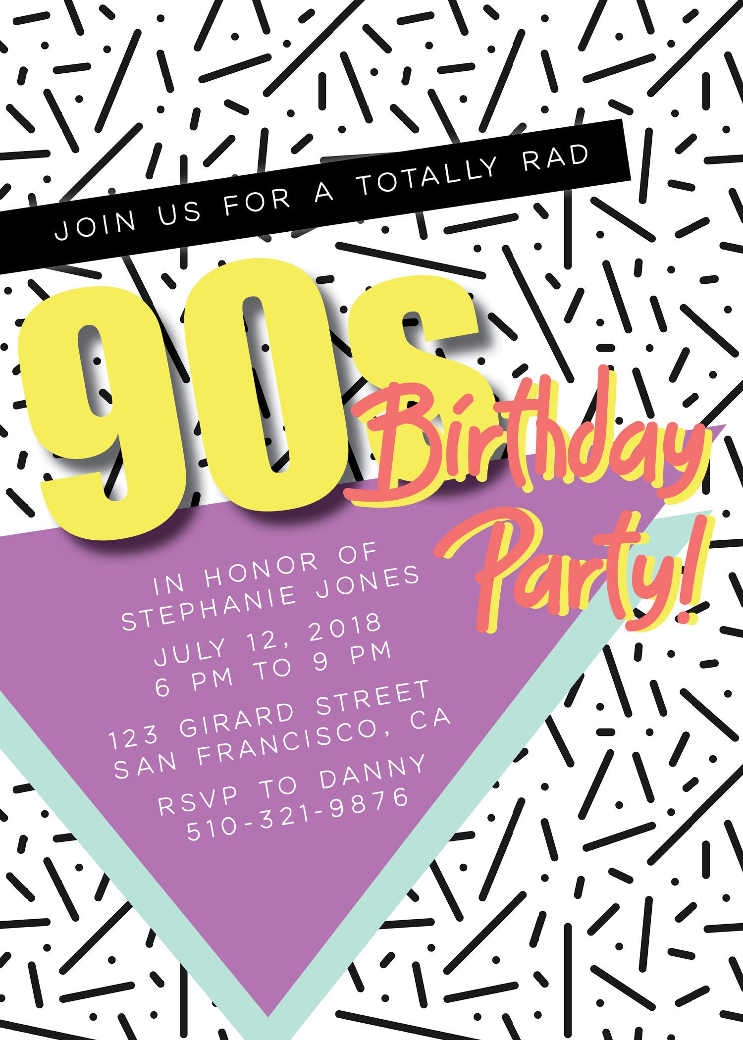 PartyEinladung Total Rad der 90er Jahre Etsy