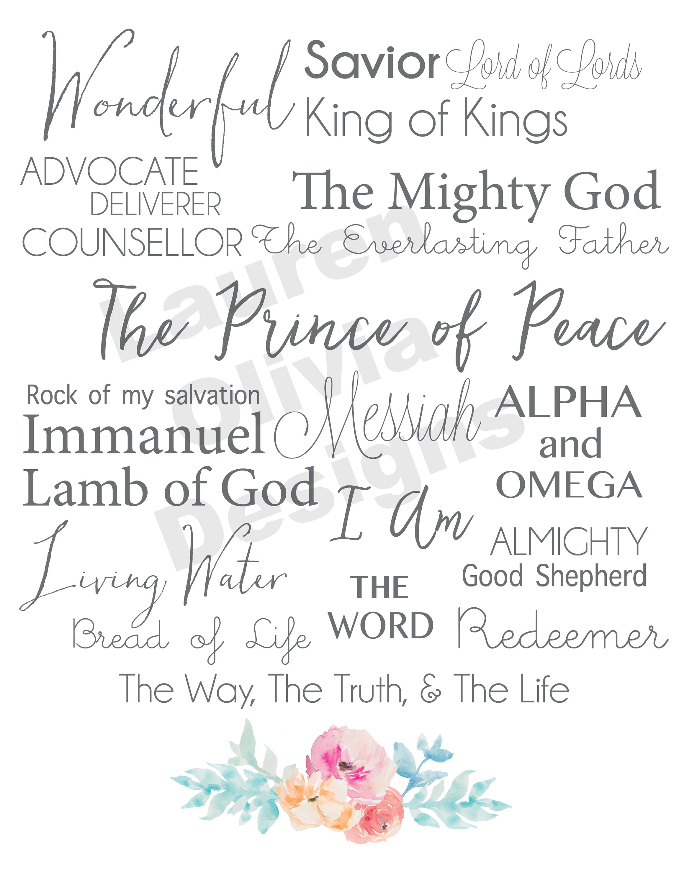 names of god printable etsy canada