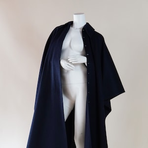 F/W 1975 Yves Saint Laurent Rive Gauche documented runway cape in navy