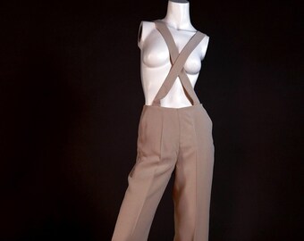 S/S 2001 Giorgio Armani documentó pantalones con tirantes - pantalones de diseñador vintage de la pasarela y campaña Primavera Verano 2001